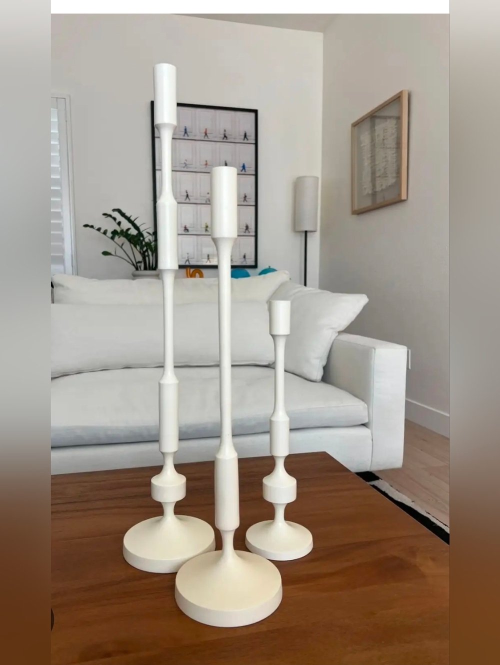CB2 Wadsworth Modern Cream Sculptural Candle Holders Set of 3
